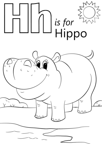 Letter H Is For Hippopotamus Coloring Page